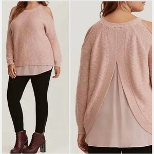 Torrid Pink Cold Shoulder Sweater